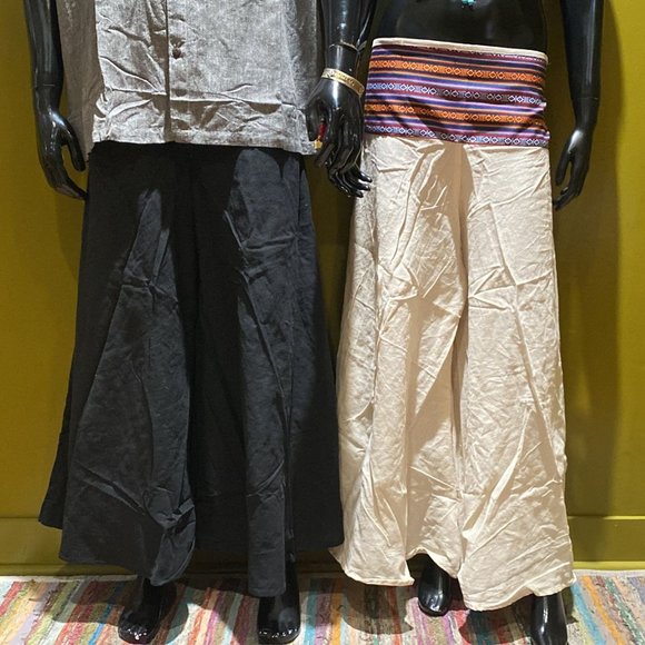 Bhutani Cotton Waist Wide-Leg Flare Pants - Solid (Gray) - Picture 3 of 3